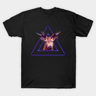 Geometric purple deer head triangle T-Shirt